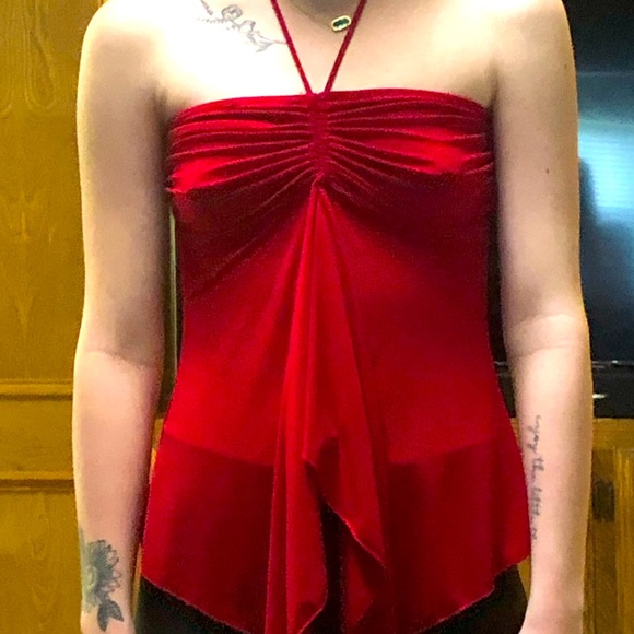 Tops | Red Flowy Halter Top | Poshmark
